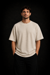 Cream Oversize Texture Tee