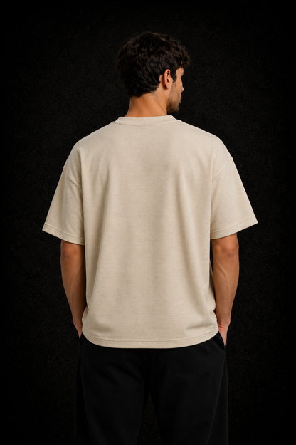 Cream Oversize Texture Tee