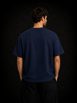Navy Blue Texture Oversize Tee