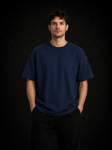 Navy Blue Texture Oversize Tee